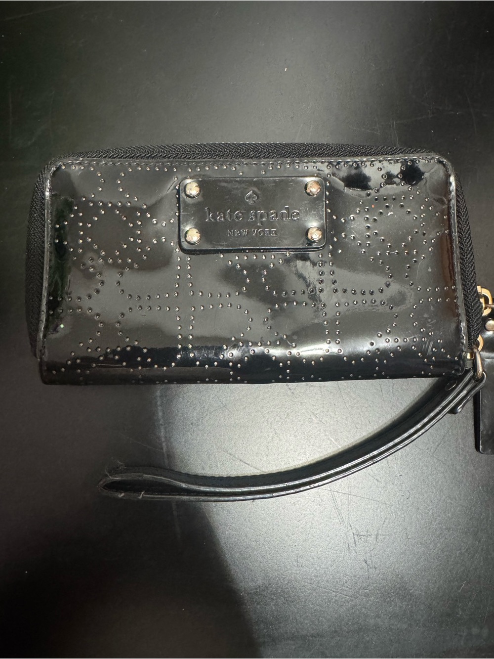Kate Spade Black Patent Wristlet Wallet